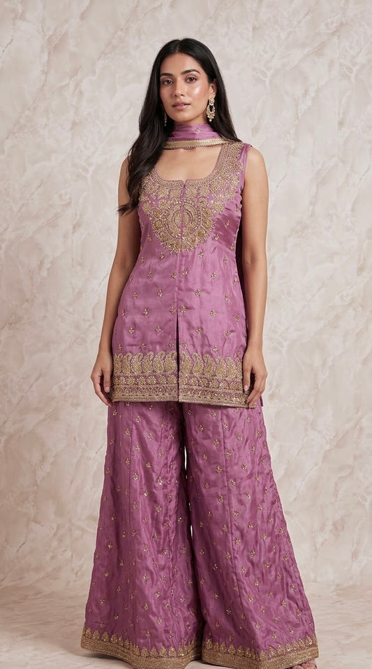 Embroidered sharara suit