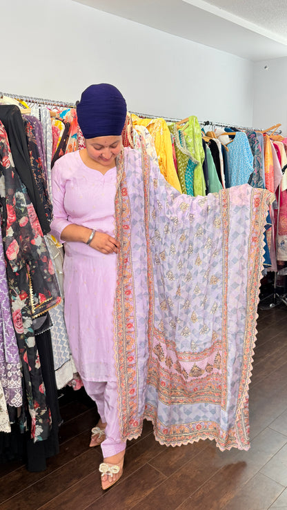 salwar suit with pure organza duptta