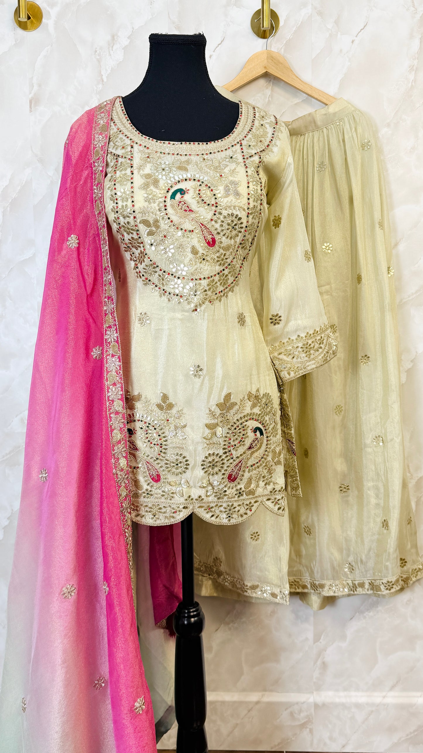 Embroidered sharara suit with beautiful duptta