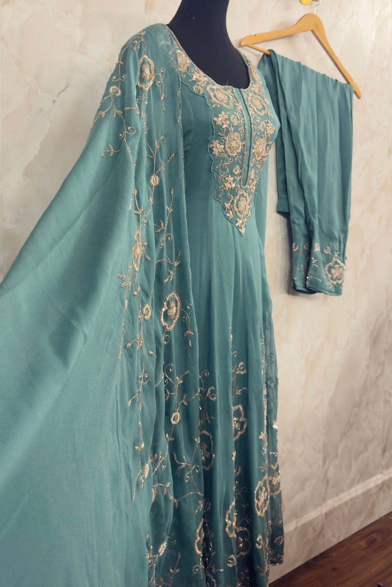 Heavy handwork anarkali suit