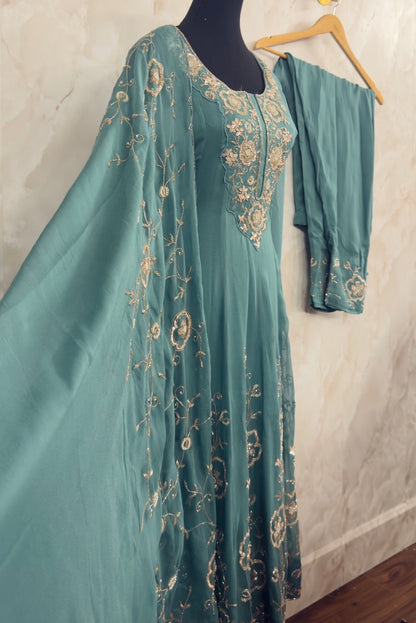 Heavy handwork anarkali suit