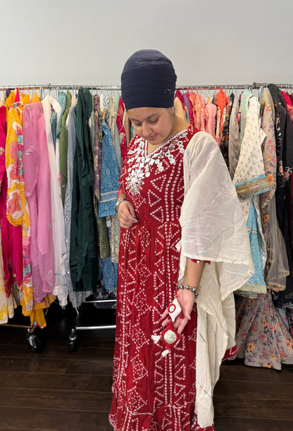 Rayon mirror work frock