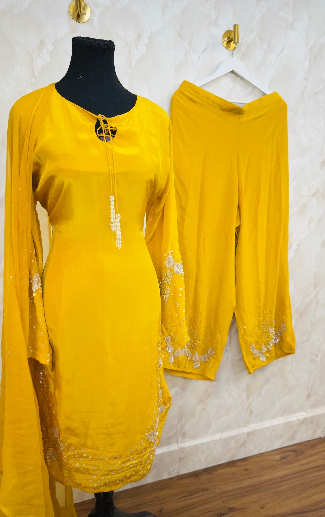 Pure crepe handwork plazzo suit SF485