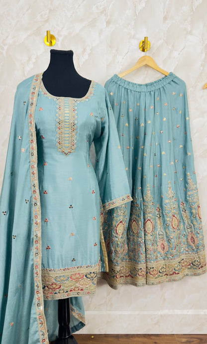 Embroidered sharara suit