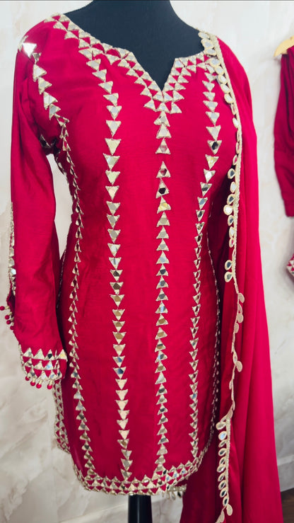 Chinnon mirror work farshi salwar suit