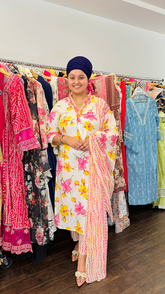 Pure cotton a-line suit