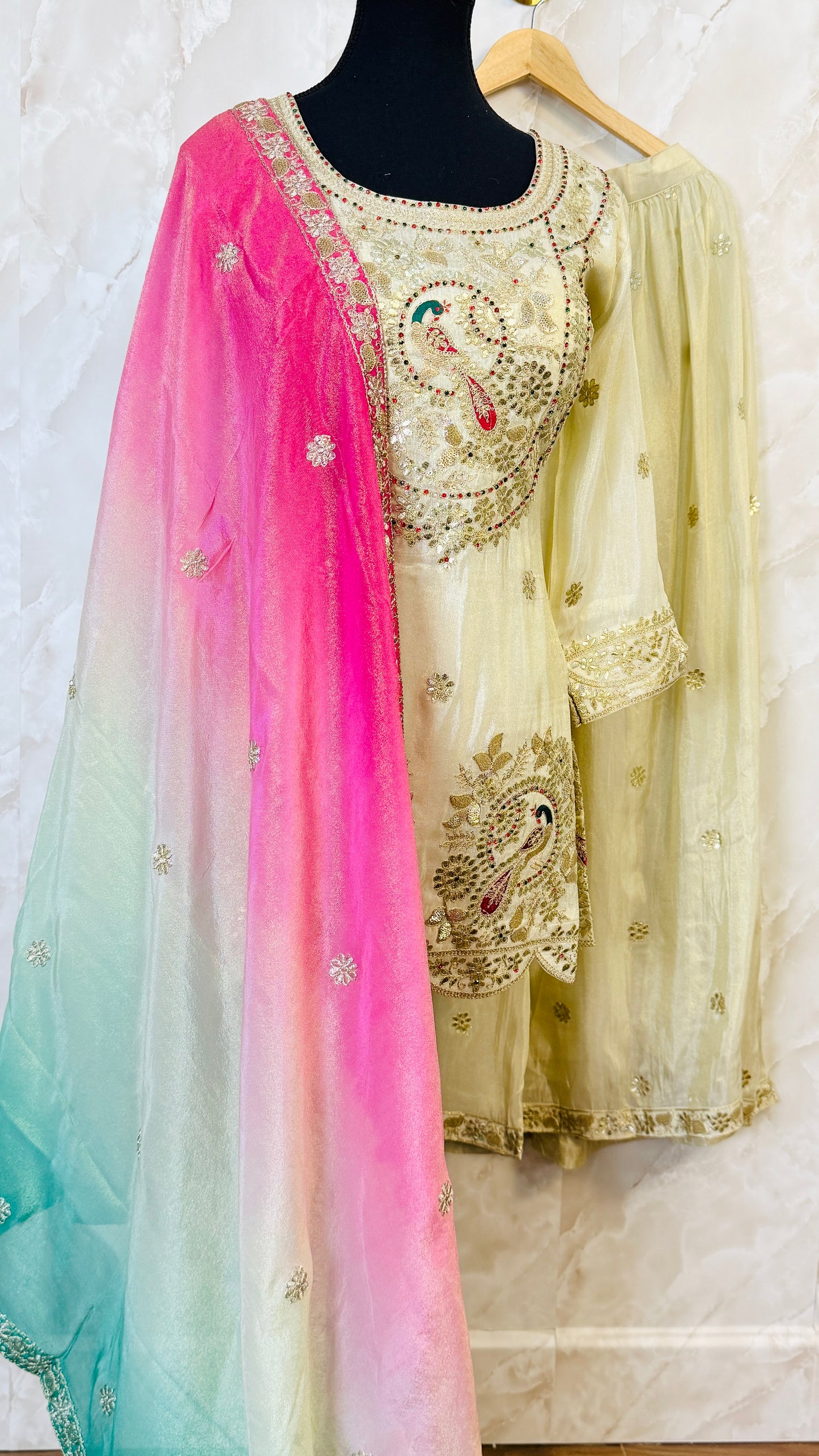 Embroidered sharara suit with beautiful duptta