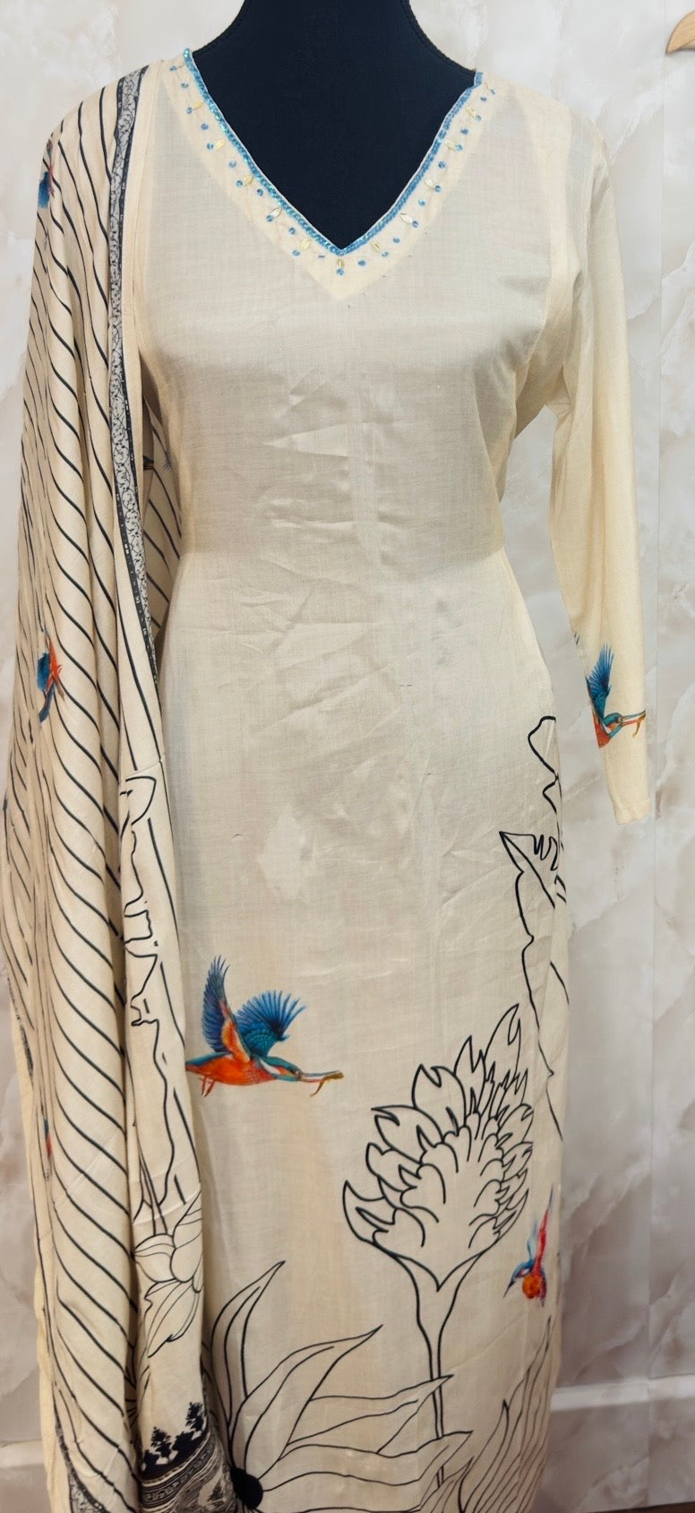 Pure muslin printed suit