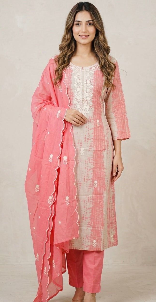 Pure cotton thread work suit