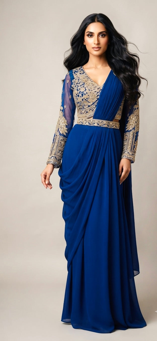 Indo western drape style