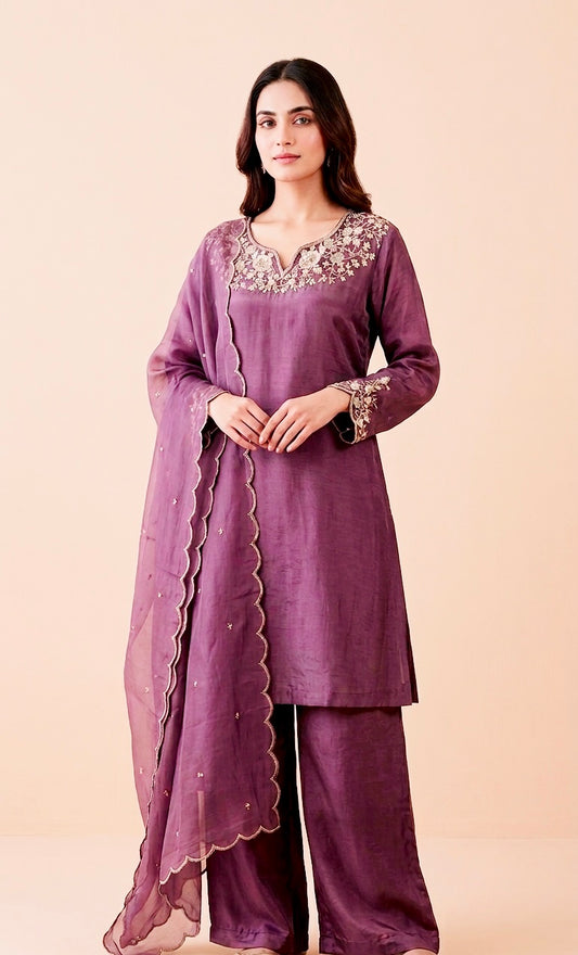 Crepe plazzo suit with handwork detailings