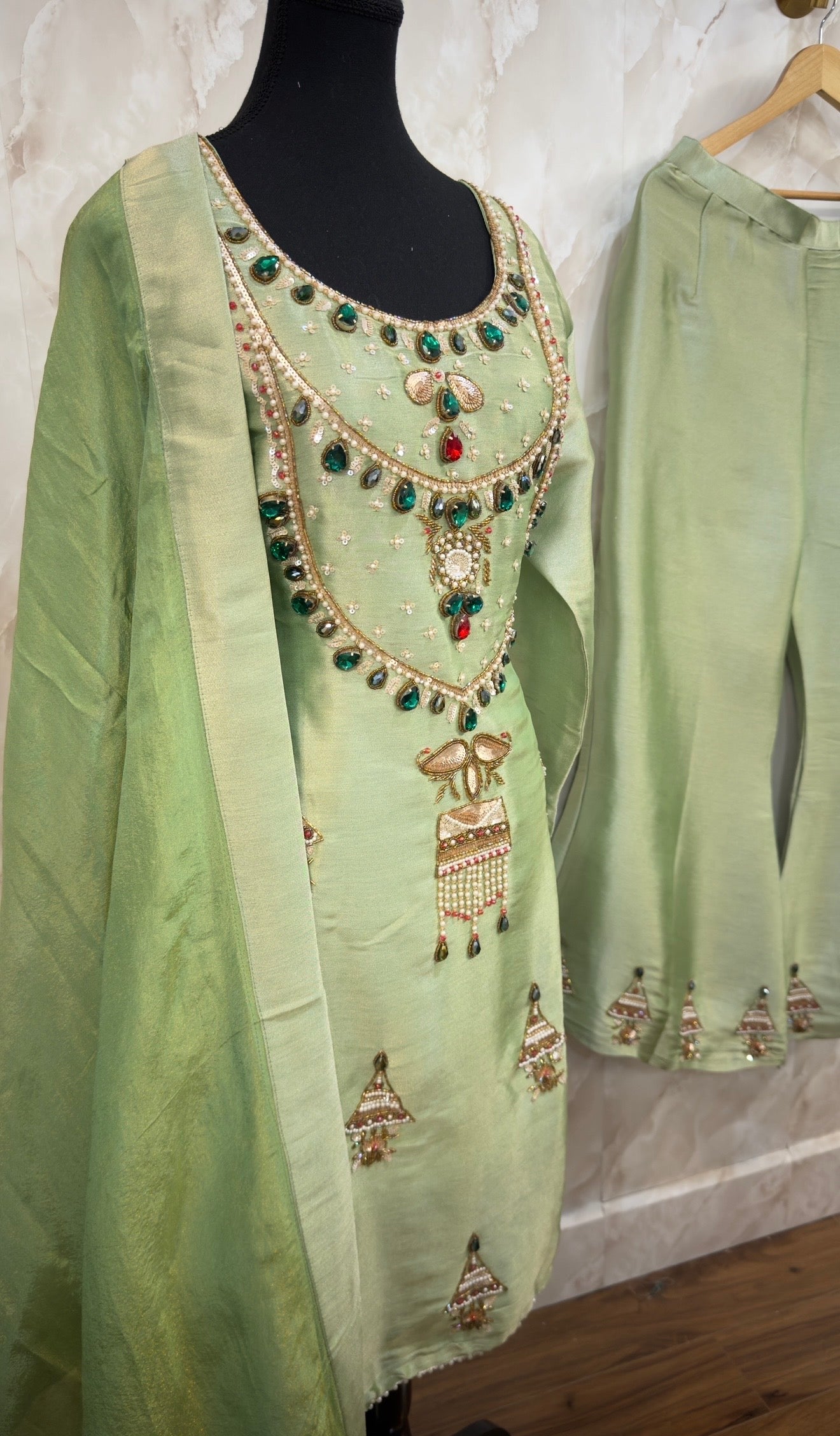 Beautiful embroidered plazzo suit