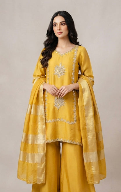 Pure shimmer silk sharara suit SF444