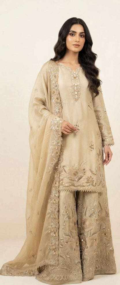 Embroidered party wear sharara suit SF417