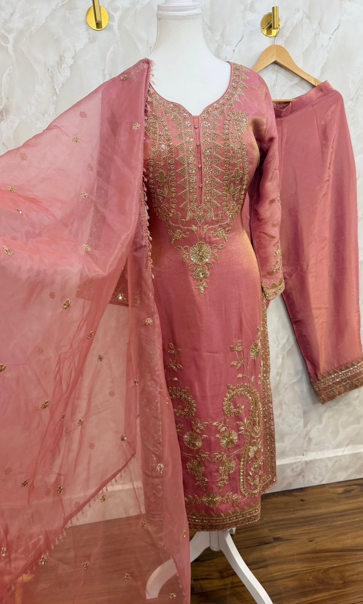 Shimmer silk pakistani pant suit SF684