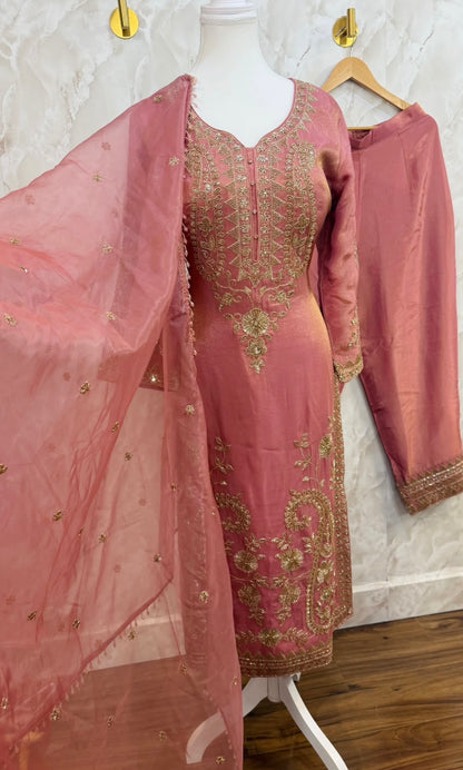 Shimmer silk pakistani pant suit SF684