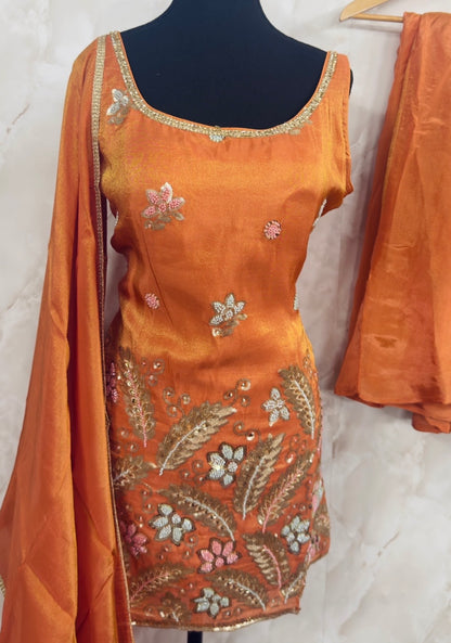 Shimmer silk sharara suit