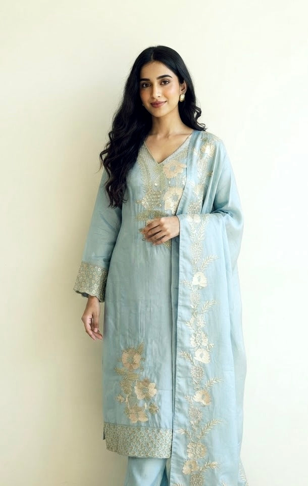 Shimmer silk pant suit SF611