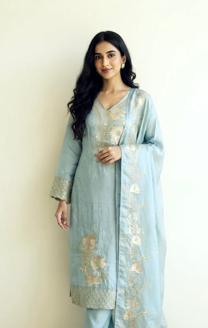 Shimmer silk pant suit SF611