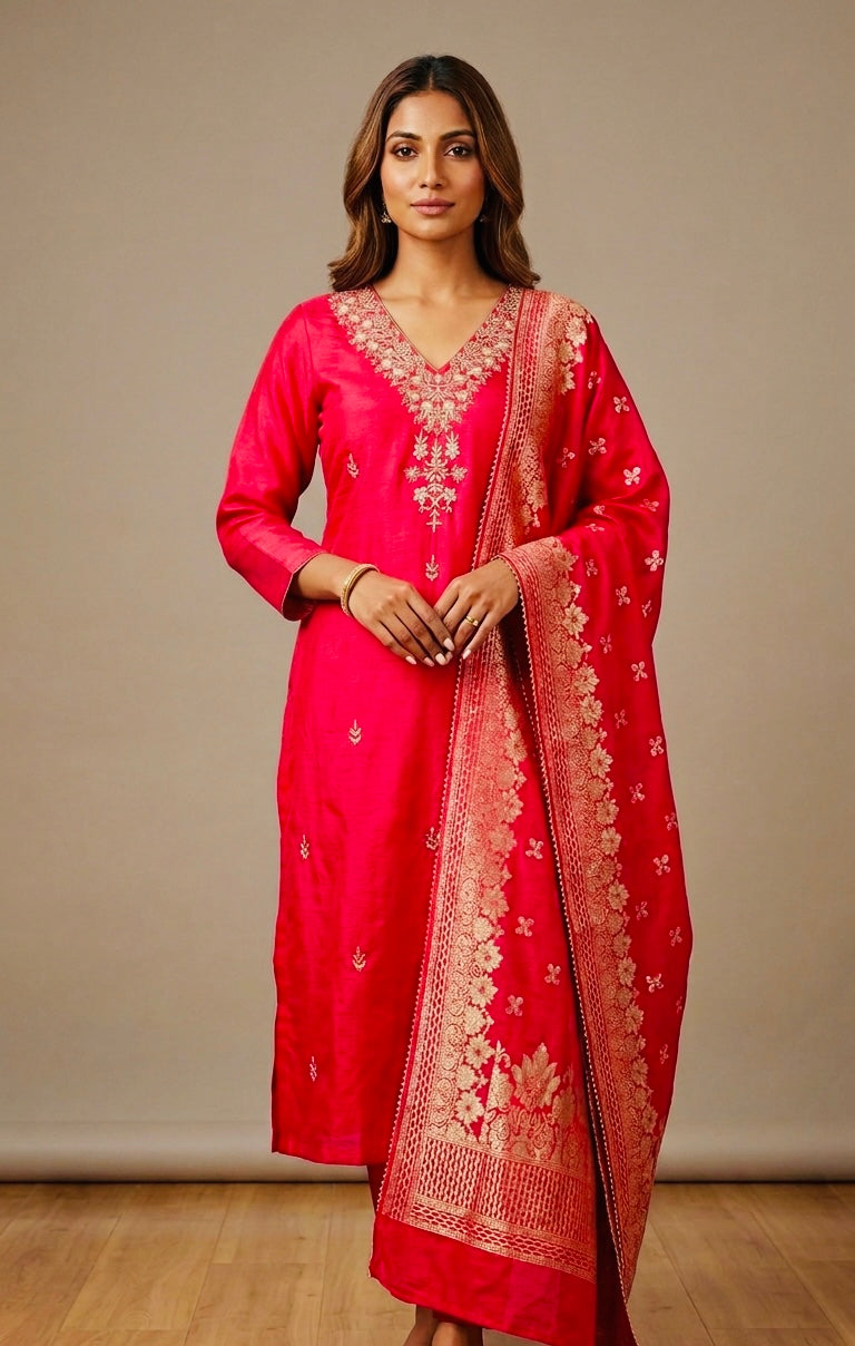 Silk suit with banarasi dupatta