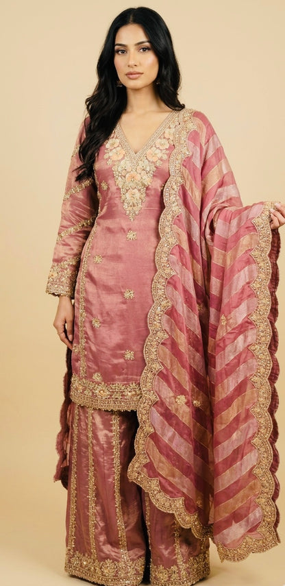 Shimmer silk sharara suit SF498
