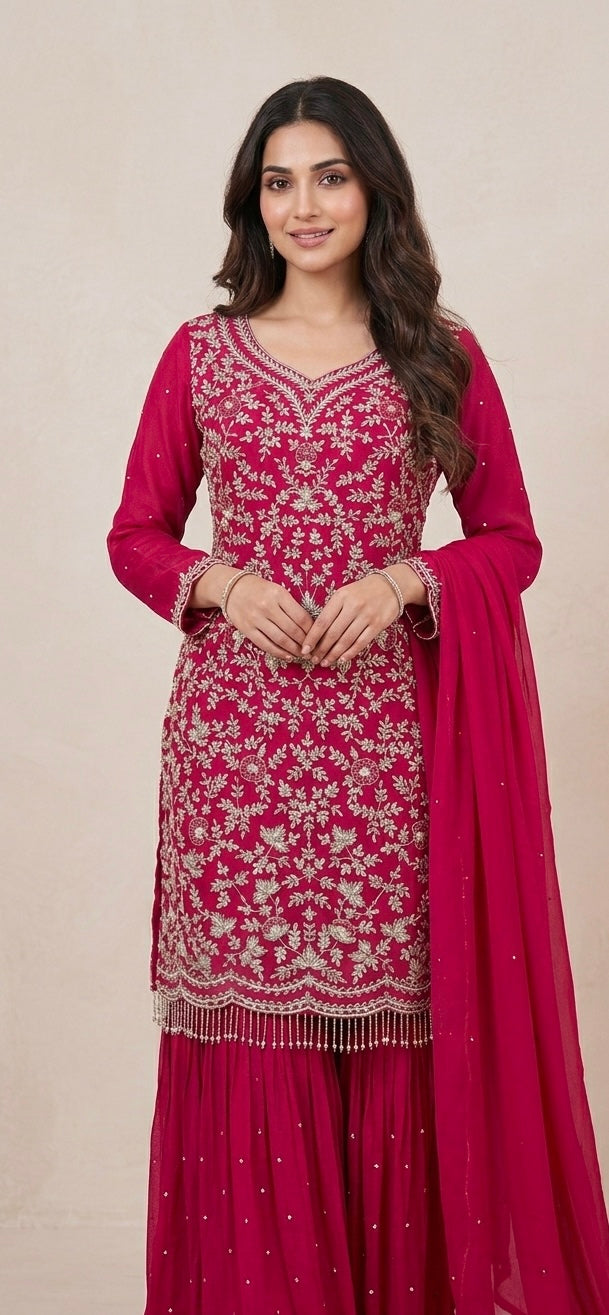 Chinnon party wear garara suit
