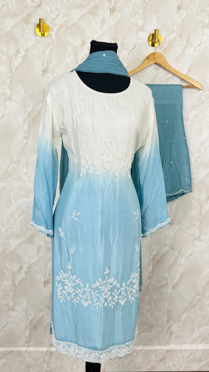 Ombre shade pure chinnon suit
