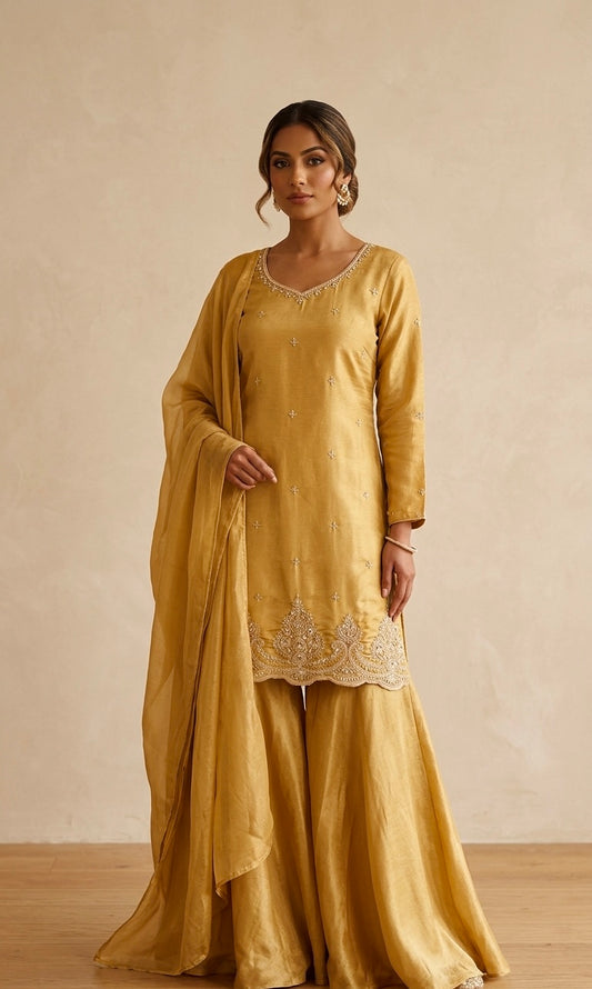 Dabka work sharara suit
