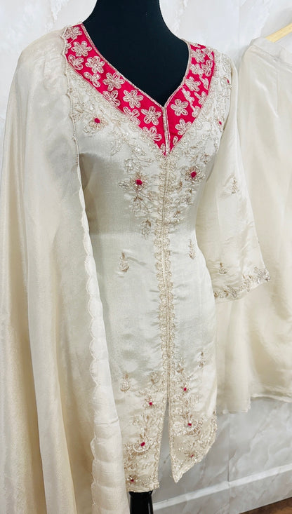 Pure shimmer silk suit