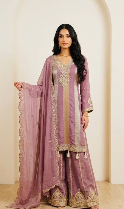 Pure organza embroidered suit