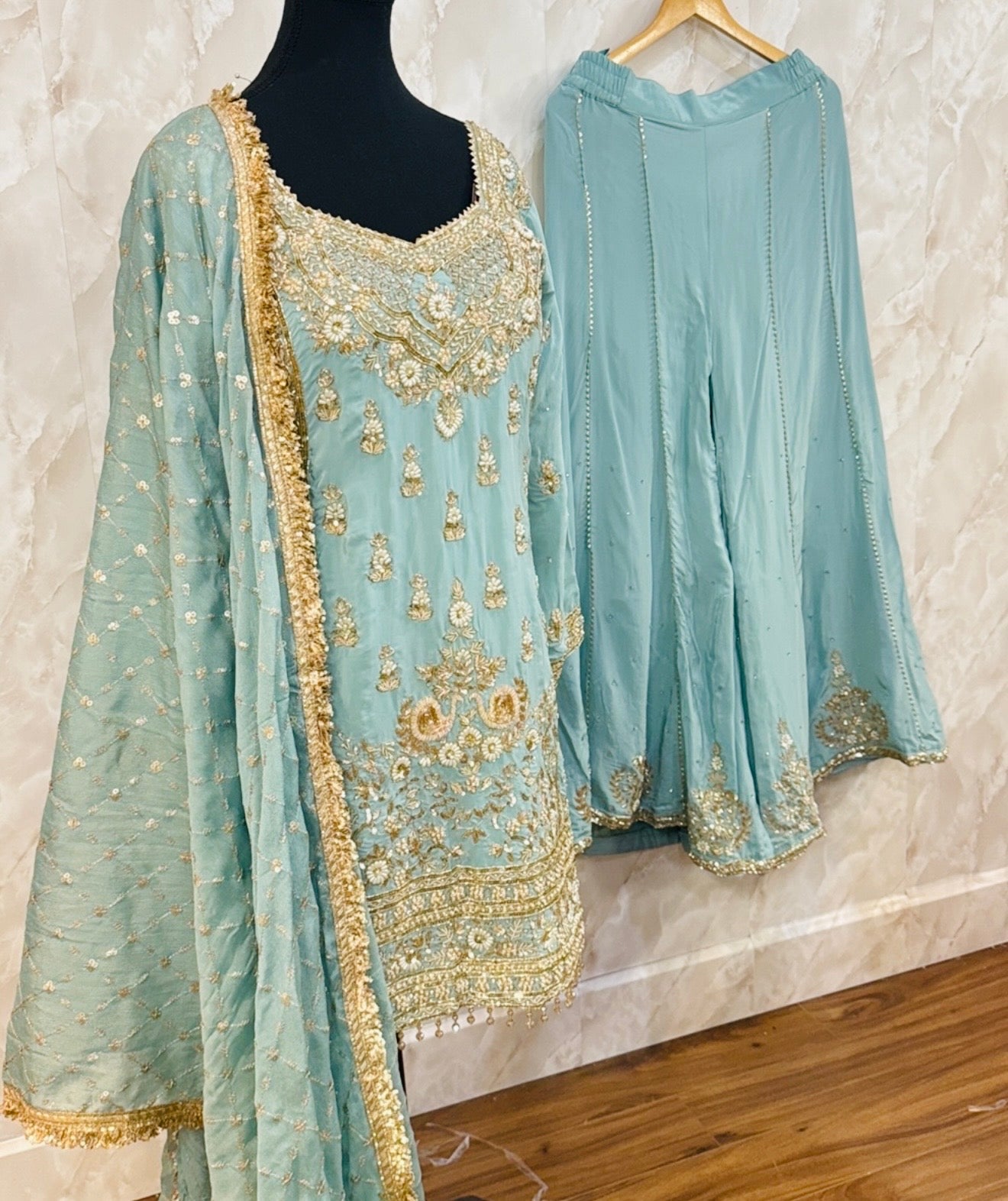 Crepe heavy sharara suit SF497