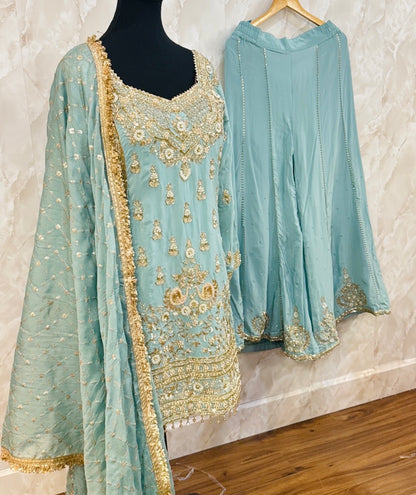 Crepe heavy sharara suit SF497