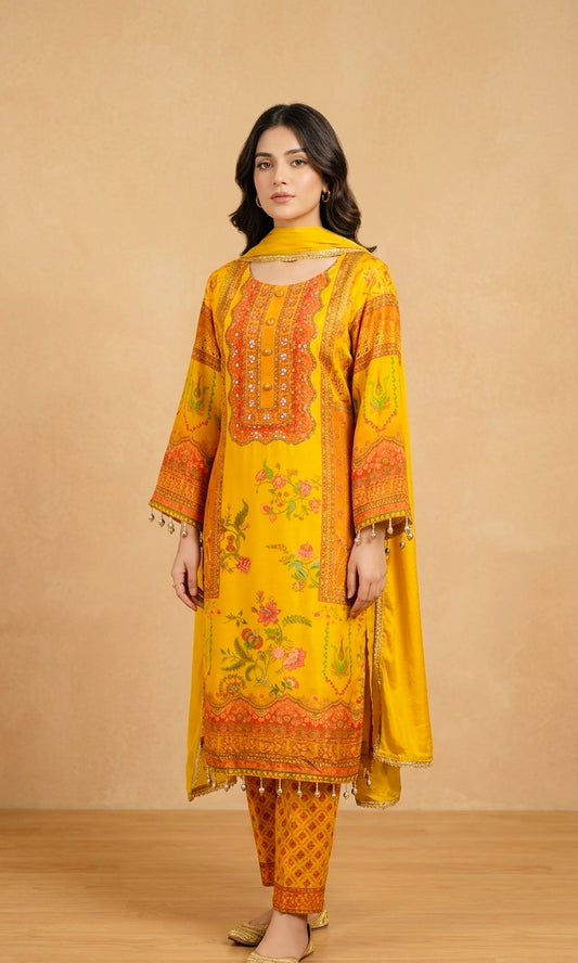 Pure crepe pakistani style suit