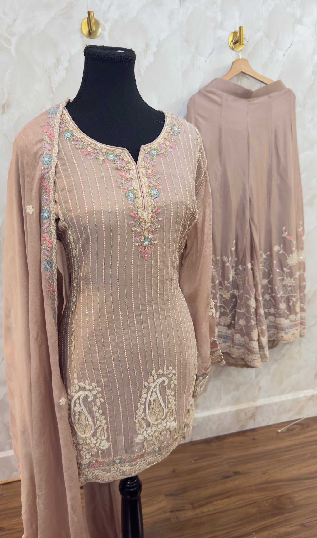 Pure chinnon party wear suit