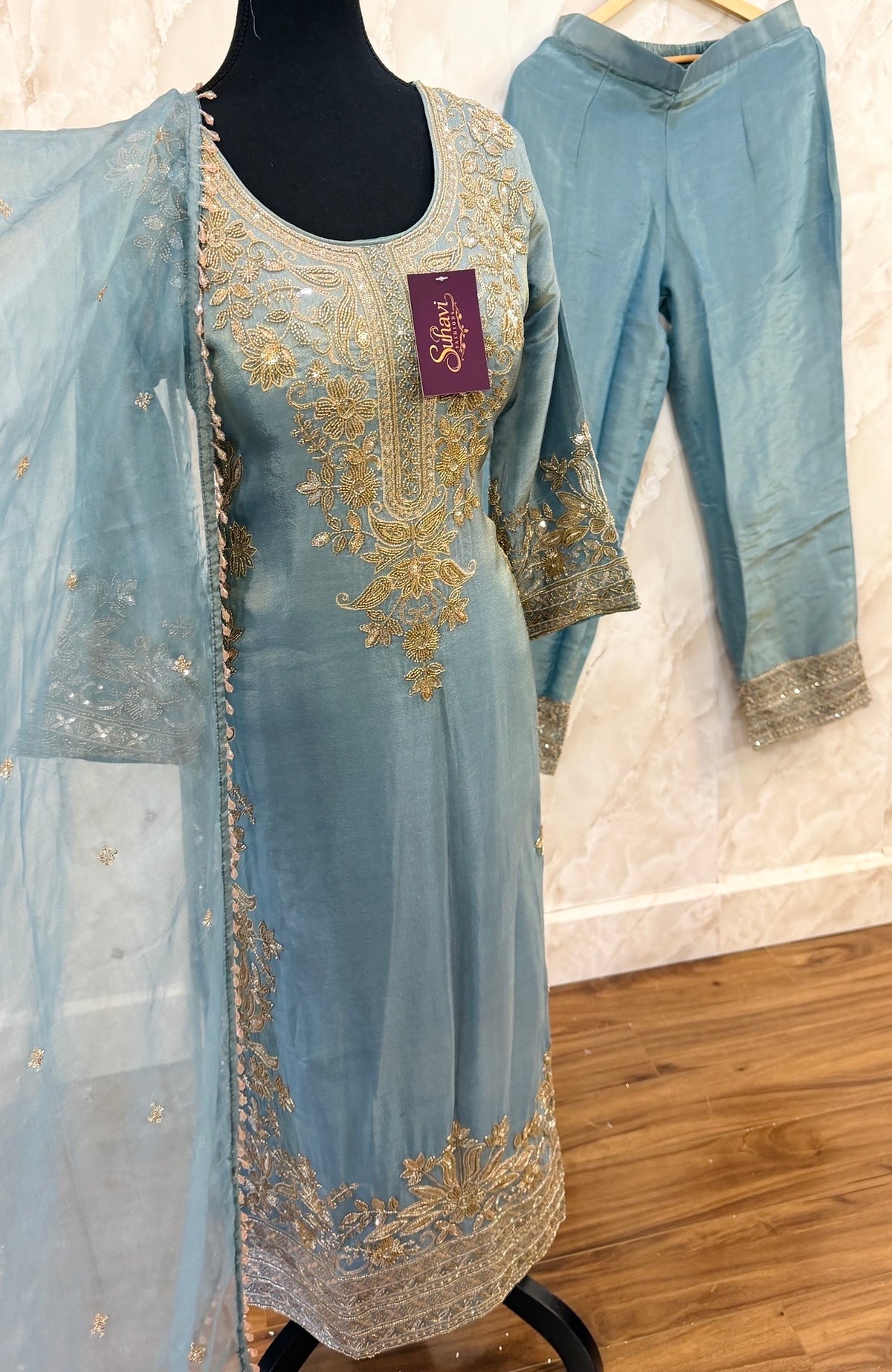 Shimmer silk pant suit SF605