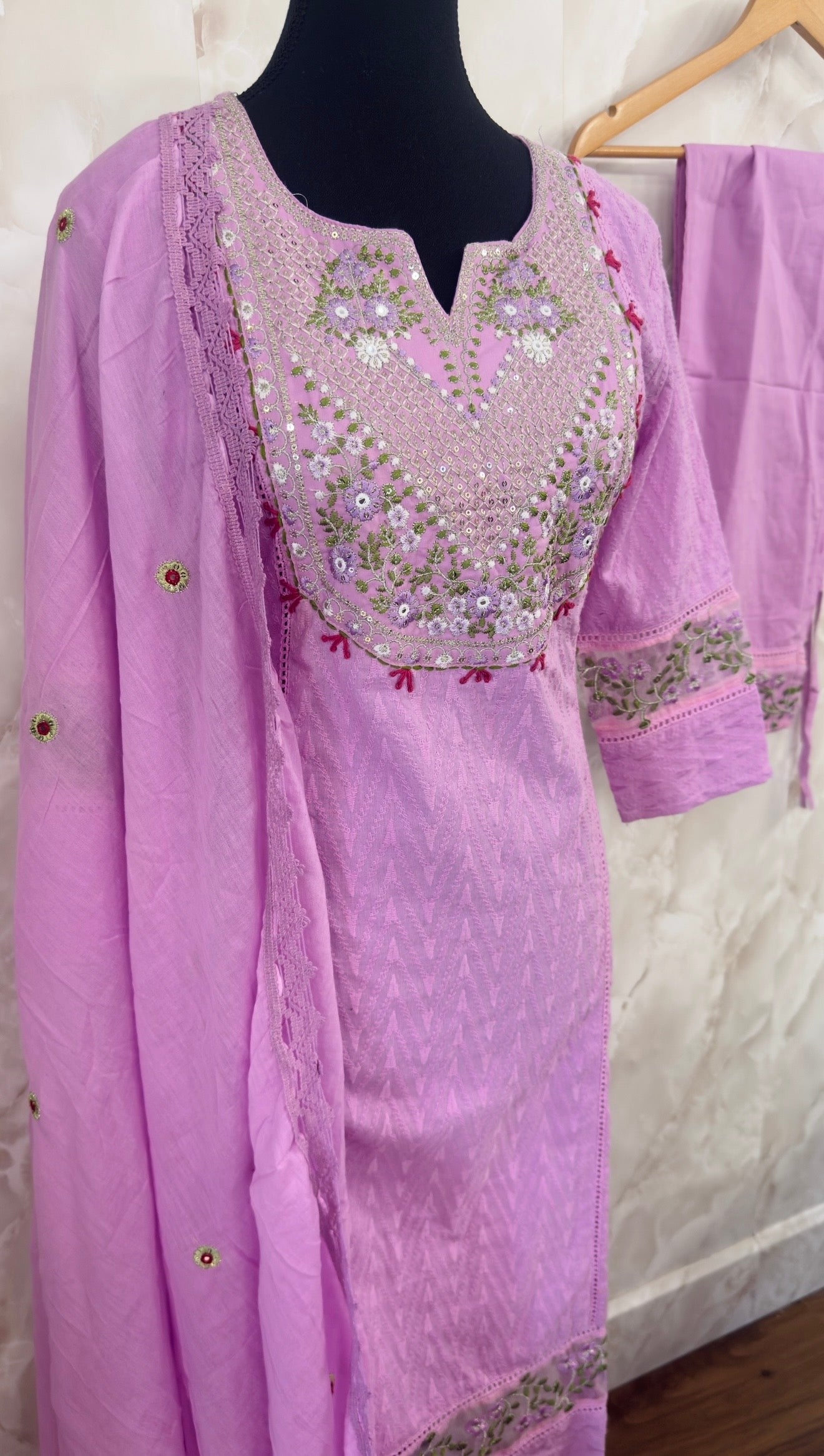 Pure cotton embroidered suit