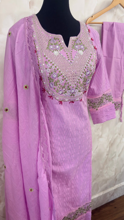 Pure cotton embroidered suit