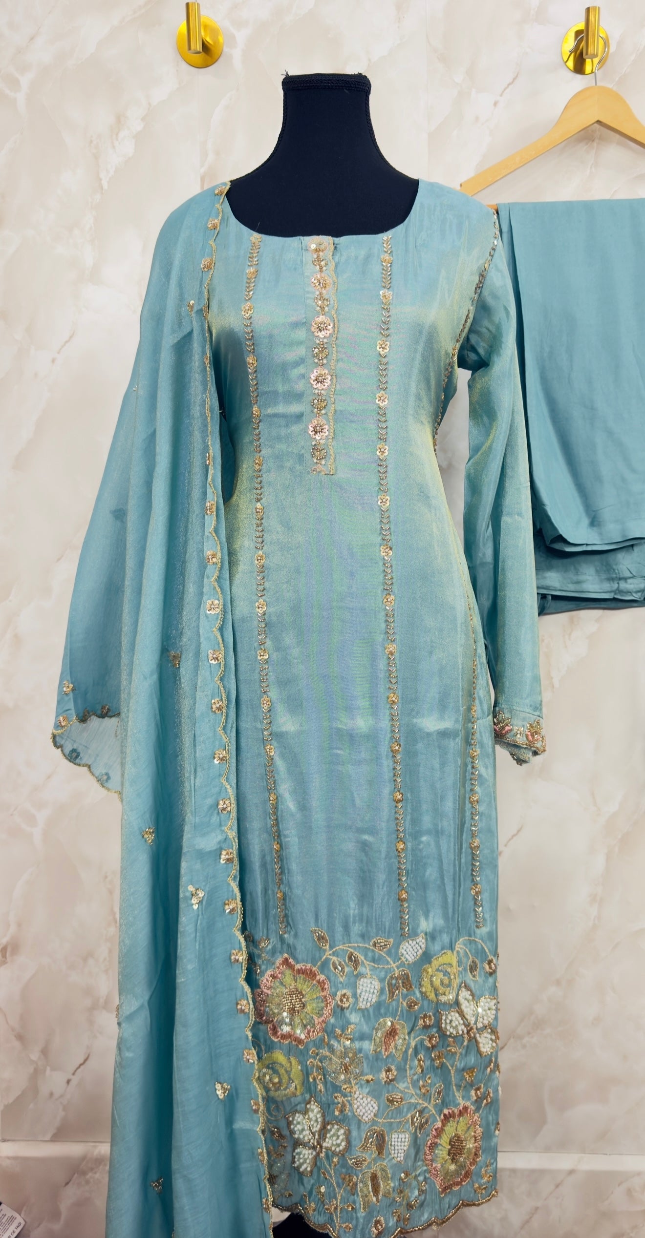 Shimmer silk pant suit