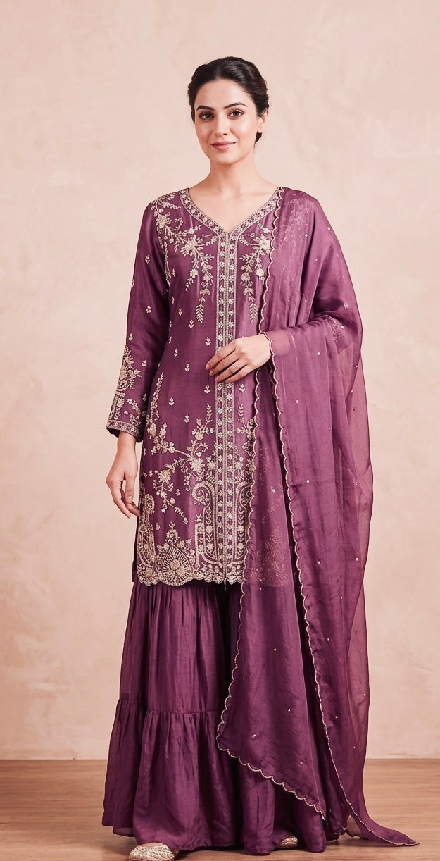 Pure chinnon party wear garara suit