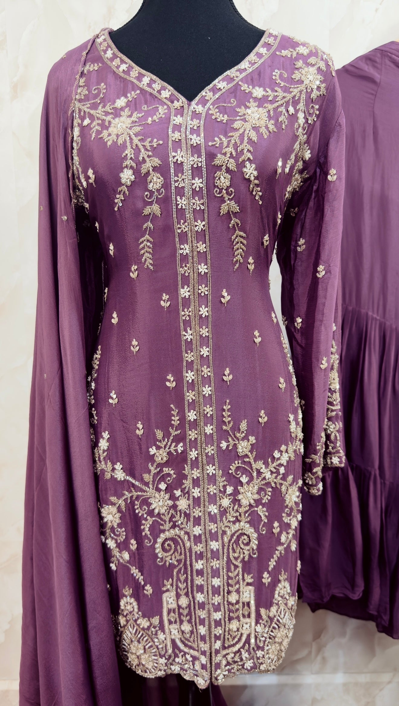 Pure chinnon party wear garara suit