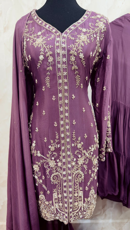 Pure chinnon party wear garara suit