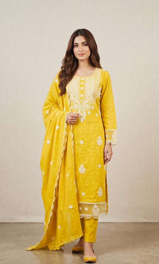 Pure cotton thread work suit