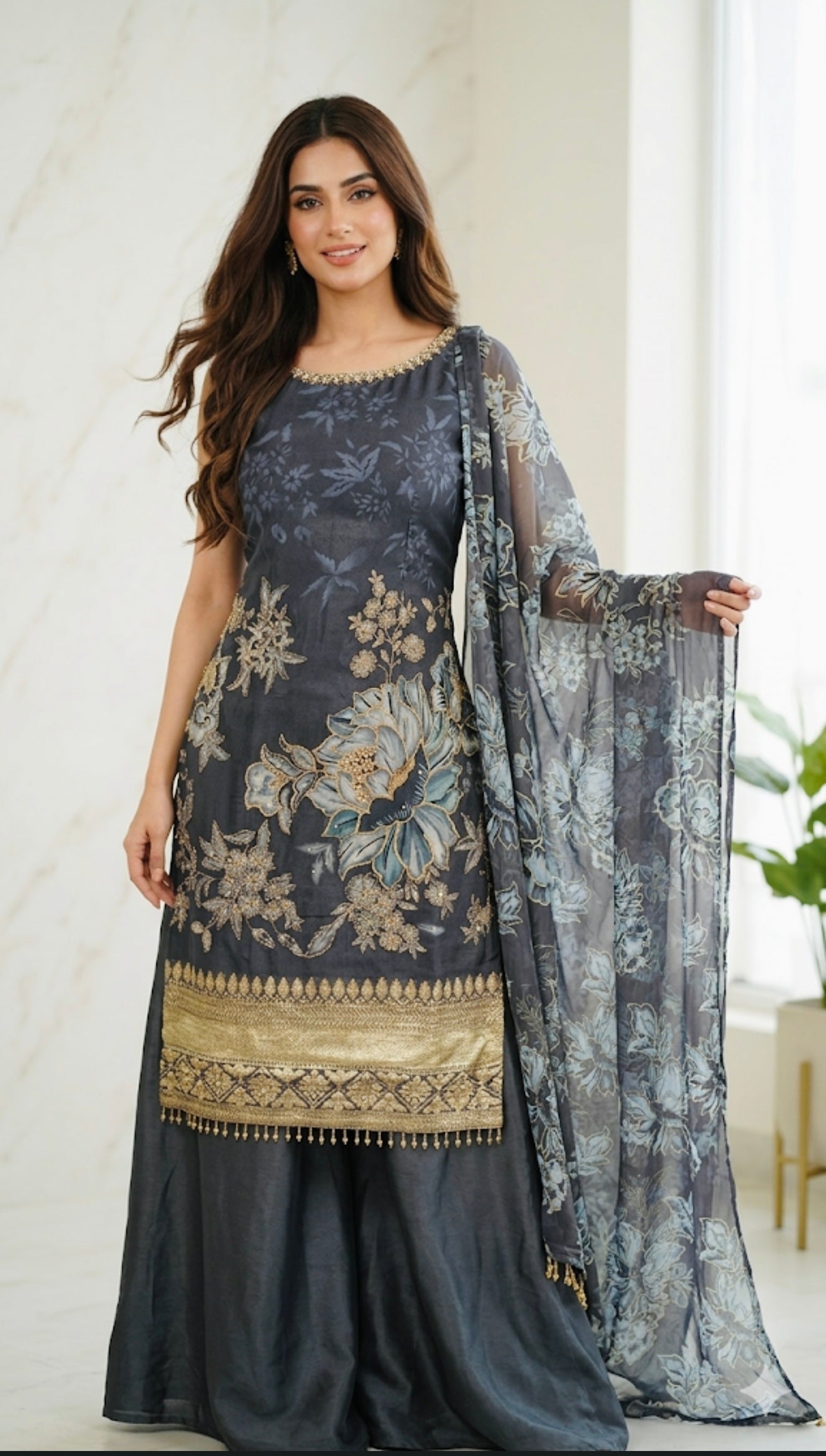 Floral sharara suit
