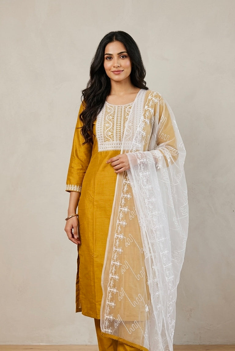Embroidered duptta suit