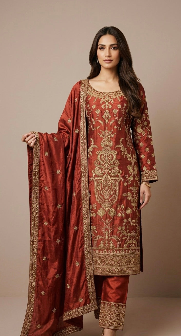 Pakistani embroidered pant suit
