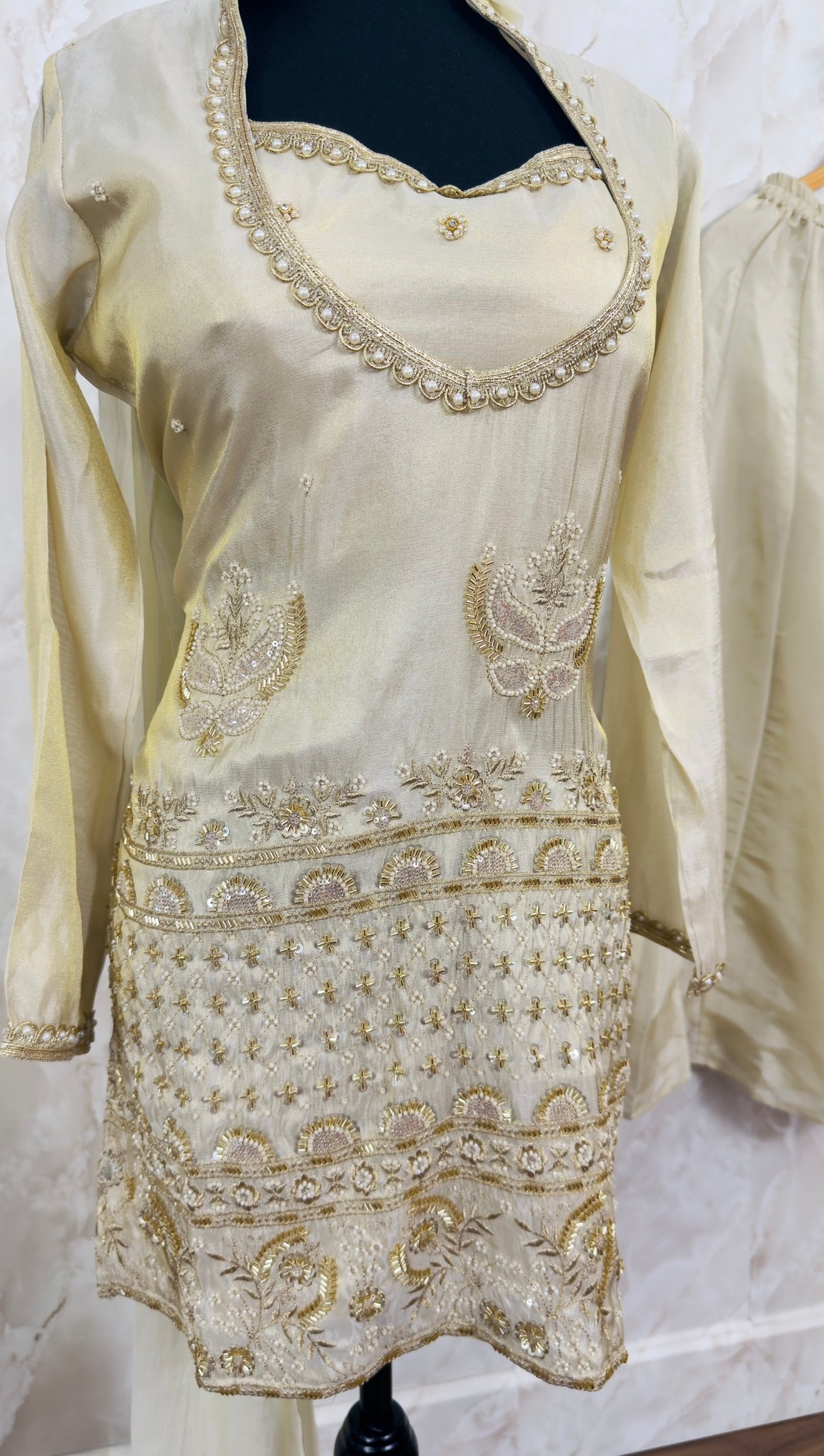 Shimmer silk sharara suit