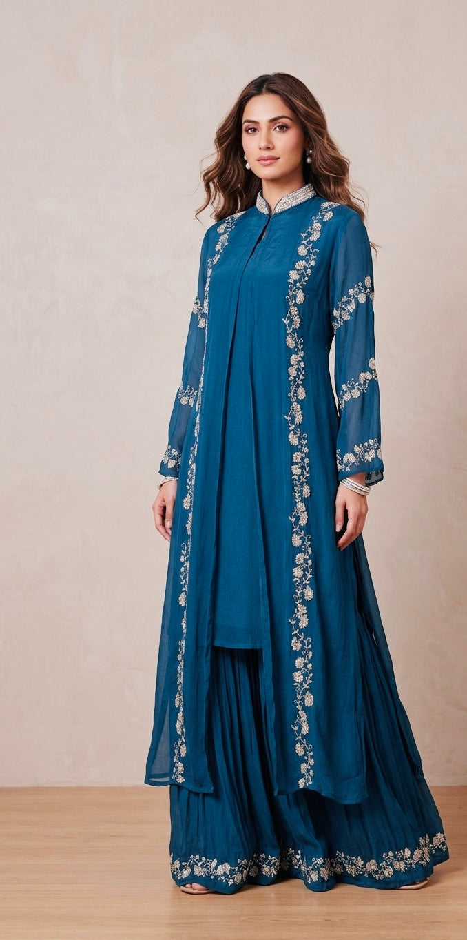 Pure chinnon sharara suit