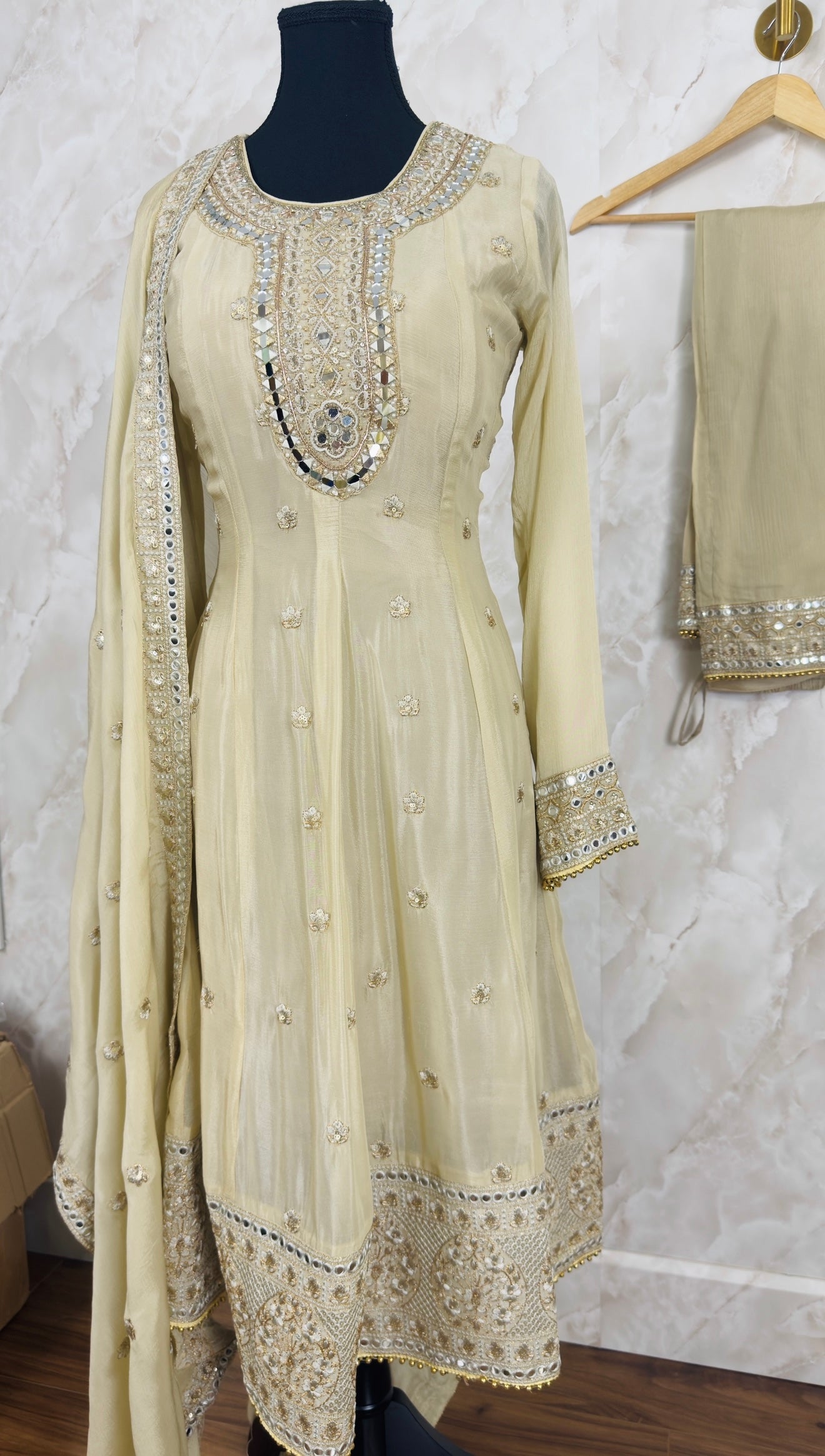 Pure chinnon party wear anarkali