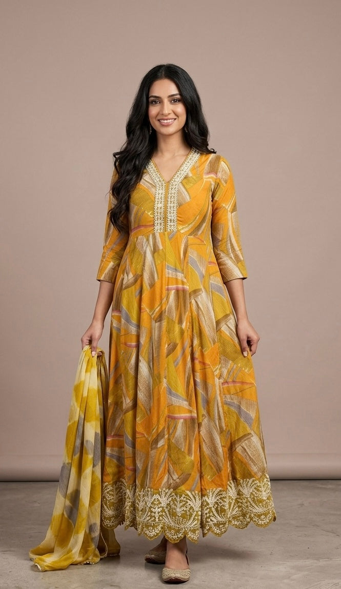 Rayon anarkali suit