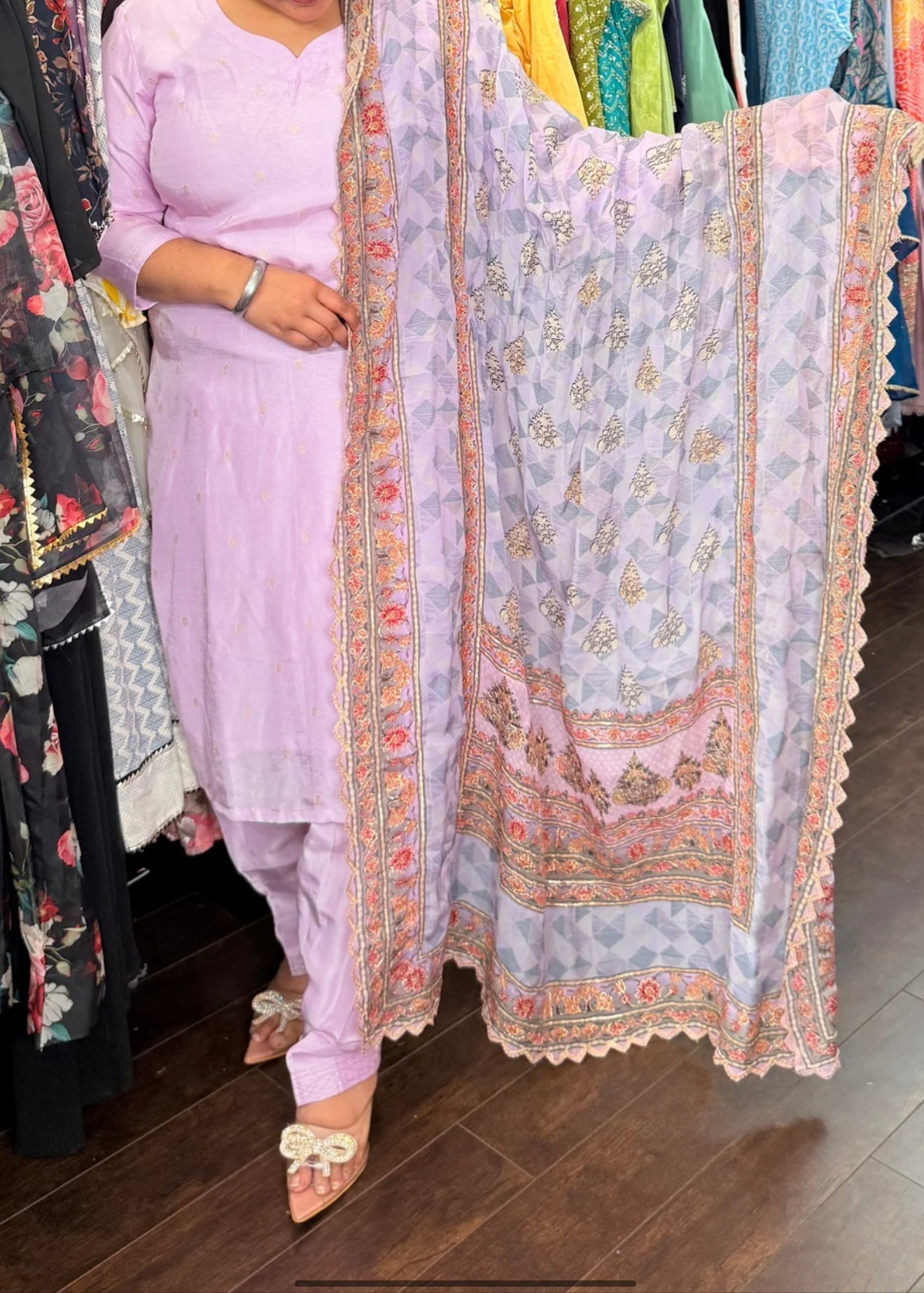 Silk salwar suit with designer duptta